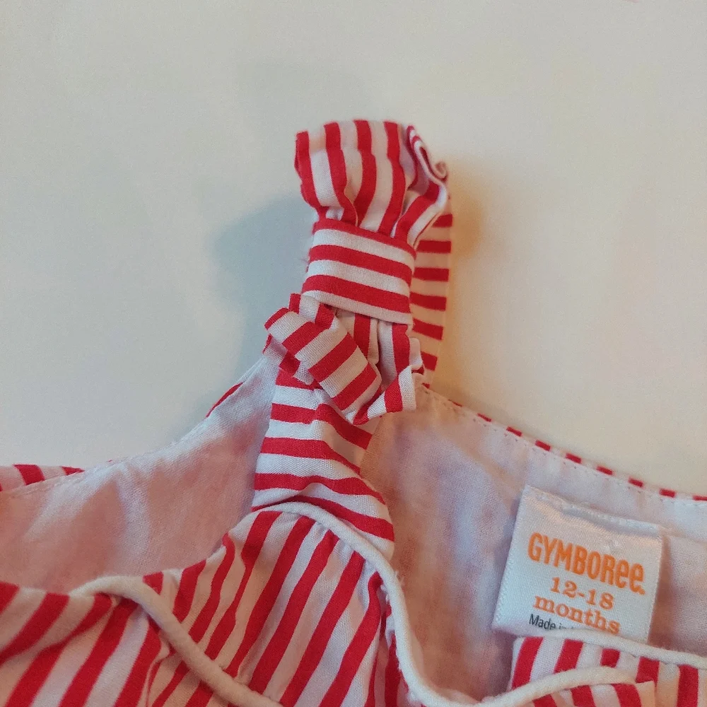 Gymboree Red & White Striped Baby Girl Dress 12–18M Summer Cotton Cute